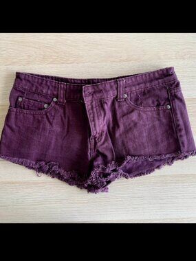 Womens/Girls Burgundy Red Denim Shorts